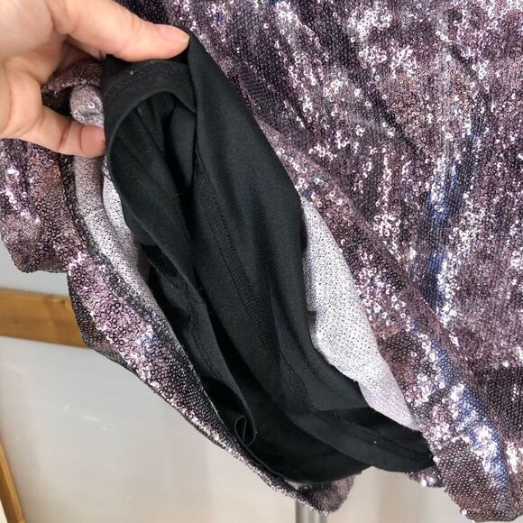 Linea DOMANI Sequin Animal Print Purple Sleeveless Dress Sz 8 /‎ 10 - Picture 4 of 8